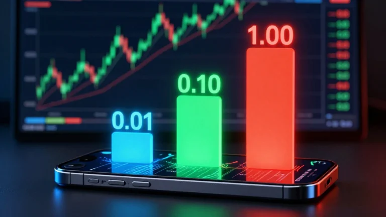 Rappresentazione grafica di microlotto 0.01, minilotto 0.10 e lotto standard 1.00 nel trading online